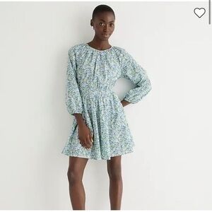 J Crew Liberty Floral Palermo Dress Smocked Waist Mini Blue Thorpe Hill XLT